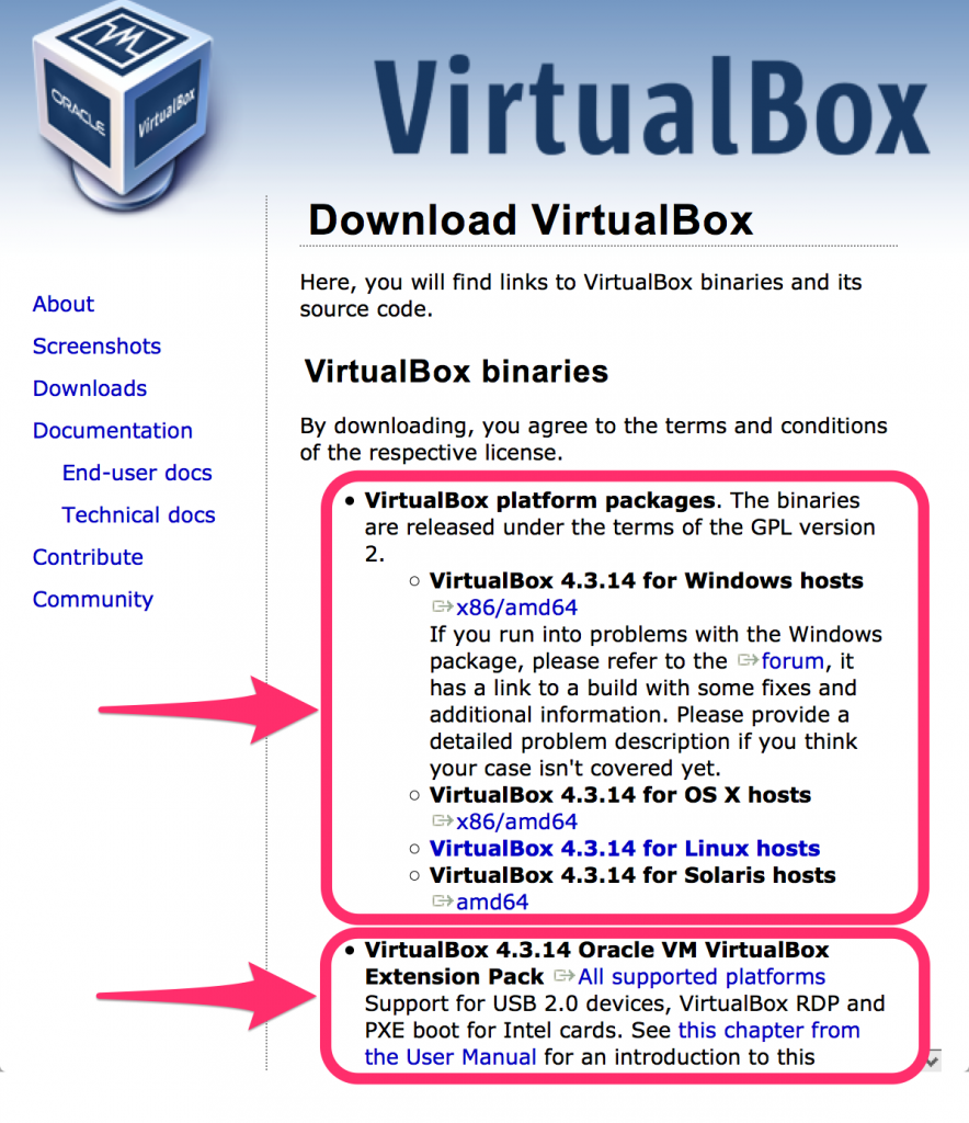 下載必要的 VirtualBox 安裝檔案